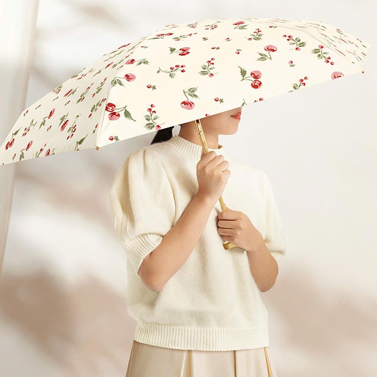 빈티지 체리 원터치 접이식 양산 우산