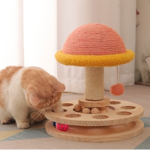 봉봉펫 버섯 스크래쳐 고양이 구멍 공잡기 장난감